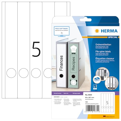 HERMA 4830 Ordnerrücken Etiketten lang schmal, 25 Blatt, 38 x...