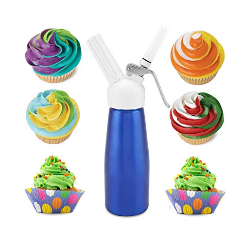 iFCOW Dispensador de crema batida 500ml batidor de crema portátil con 3 toberas