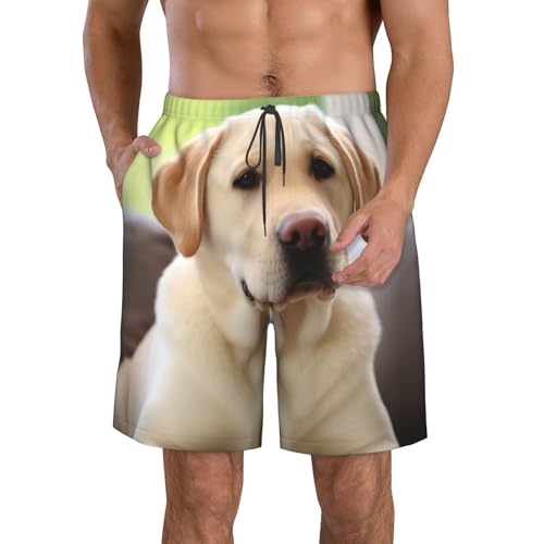 Men's Swim Trunks Cute Labrador Dog Quick Dry Board Shorts with Pocket Swimsuit Swimwear for Men Beach Shorts - Main Image