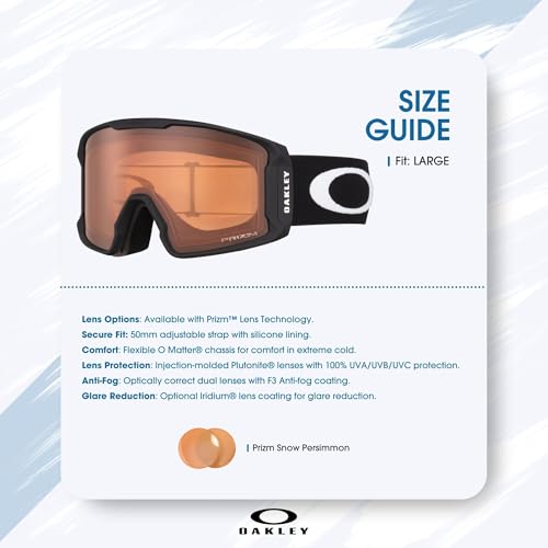 Image of Oakley Line Miner LARGE /MEDIUM Ski Goggles for Men for Women | In Matte Black, FP Black & Navy W Prizm Sapphire. Bonus kit: cleaning spray, cloth, screwdriver & mirror.