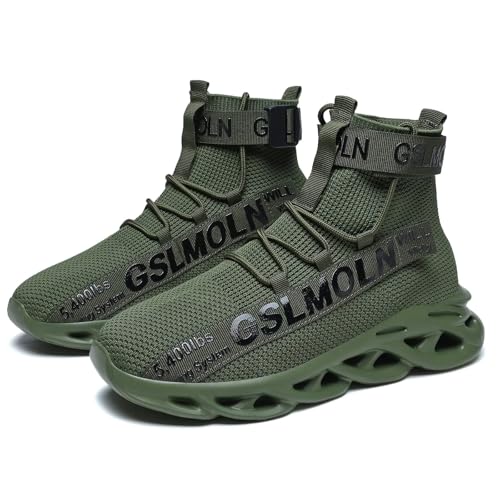 Image of Jakcuz Men's High Top Sneakers Plus Size Breathable Gym Athletic Running Walking Tennis Comfortable Fashion Platform Shoes