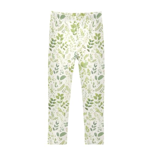 KLL Seamless Pattern with Leafs Prints Toddler Girl Active Leggings Soft Full Length Pants Exercise