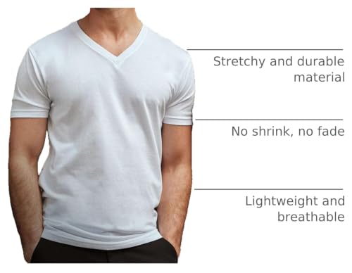 Image of Men's V-Neck T-Shirt Fitted Short Sleeve Soft Cotton Vneck Tees S-2XL