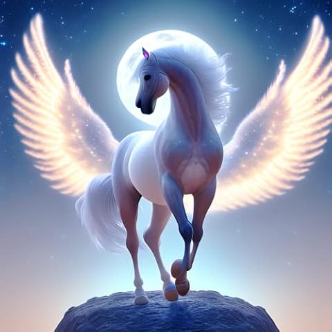 NUFTVI Diamond Painting Kits Horse, Full Round Drill DIY Diamond Art Kits for Adults Beginners, Wings Diamond Painting Kits Picture Art for Home Wall Decor 12x12 inches Cover