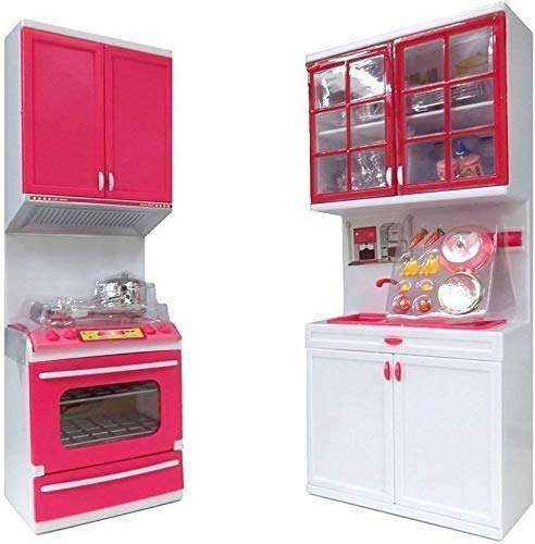 Shivaaro Dream House 3-Door Kitchen Set for Kids - Light & Sound, Plastic, Pink (Multi Color) - Pack of 1 1