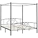 Produktbild vidaXL Himmelbett Bett Bettgestell Doppelbett Metallbett Bettrahmen Lattenrost Schlafzimmerbett Schlafzimmermöbel Ehebett Schwarz 180x200cm