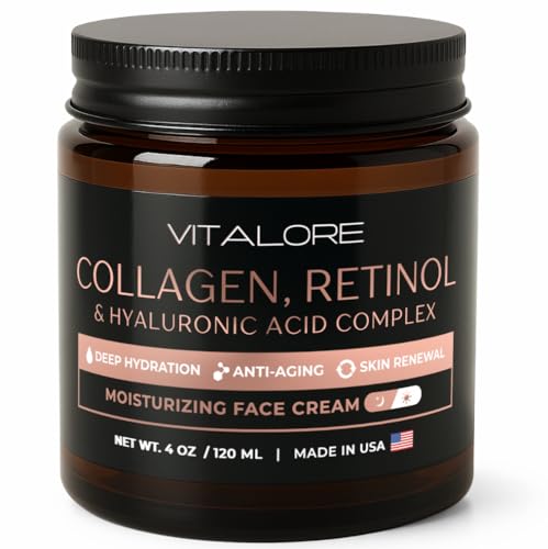 Wrinkle Cream For Face- Anti-Aging Moisturizer- Retinol Collagen Face Cream w/Hyaluronic Acid – Hydrating Firming Cream for Fine Lines and Deep Wrinkles- Day & Night Use for Women and Men- 4oz Jar.