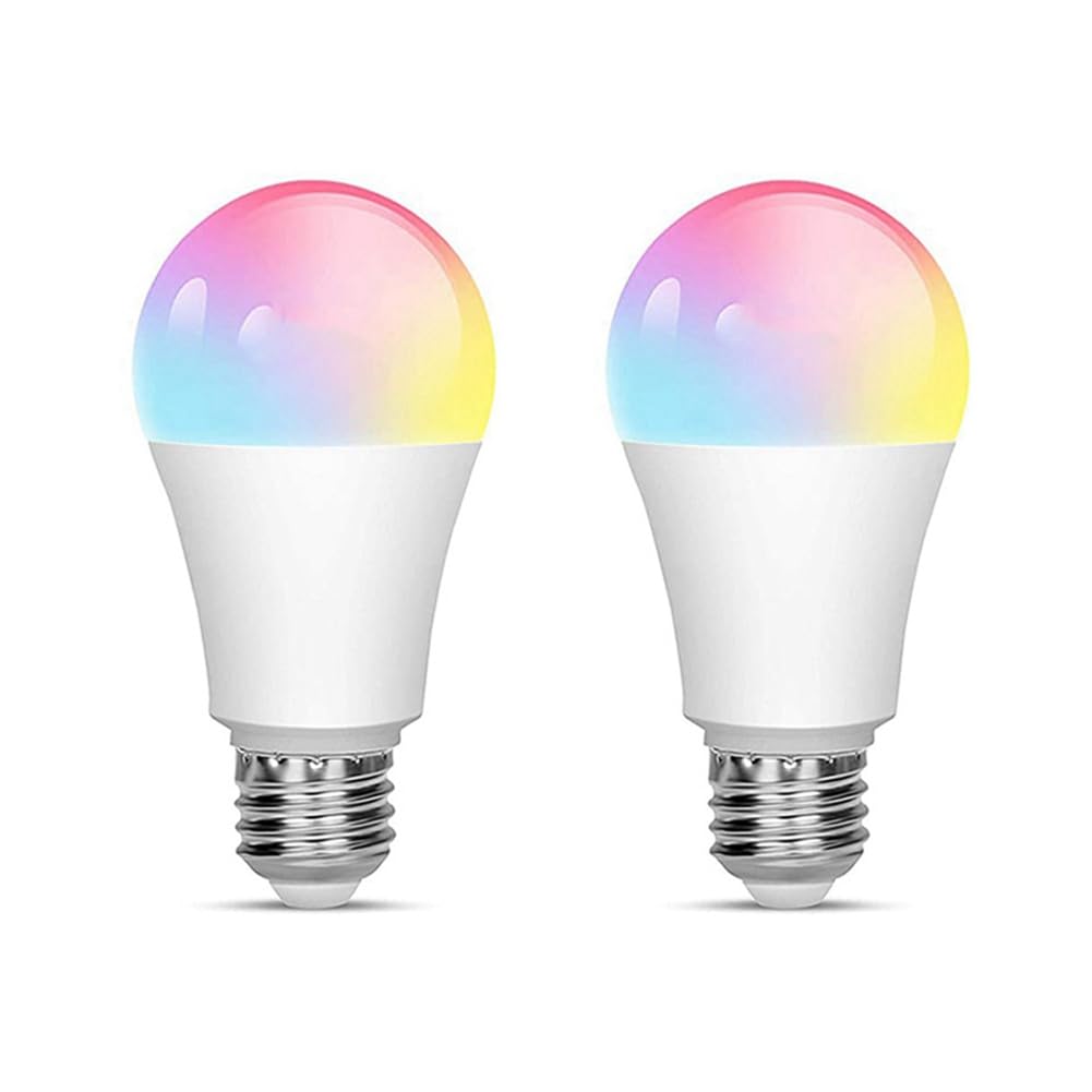 Littimoon 2pcs Tuya Smart E27 Smart Bulb, Dimmable WiFi Bulb, Controlled RGBCW Saving, Dimming and Color Adjustment 18W