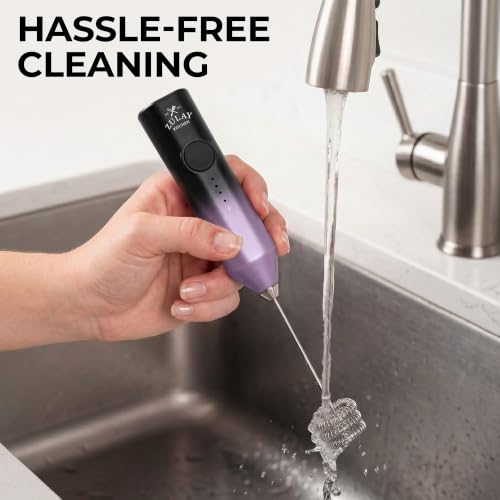 Image of Zulay Kitchen Rechargeable Milk Frother Handheld - Frother Wand, Drink Mixer, Electric Whisk Frother, for Cappuccinos, Matcha & Protein Powder - Dynamic Triple Whisk, 3 Speed 500mAh Galaxy