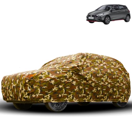 Image of Water Proof Car Body Cover Compatible for Hyundai i20 N Line | Dust Proof, Heat Resistant | Ultra Surface Body Protection - (Military Jungle Print)