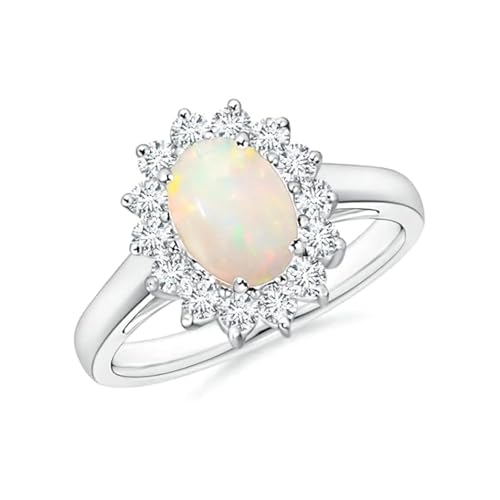 Bague opale d'Éthiopie halo et oxydes de zirconium en argent 925 pour femme