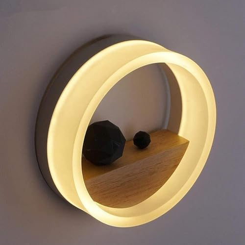 Aplique de pared moderno - Aplique de pared LED Lámpara de noche Aplique blanco Lámpara de pared redonda simple Lámparas LED for habitación Ambiente de dormitorio,estilo minimalista