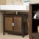 Relaxdays Waschbeckenunterschrank dunkelbraun LAMELL, Badschrank aus Bambus, Waschbeckenschrank, HBT: 60 x 67 x 30 cm