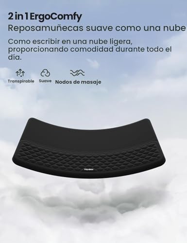 Miniatura 7 de Vaydeer Reposamuñecas Ergonómico Para Teclado Soporte 2 En 1 Con Elevador Y Almohadilla De Espuma Viscoelástica, Base Antideslizante, Ideal Para Oficina, Portátil Y Gaming Negro