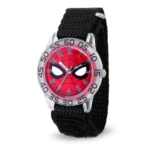 Image of Marvel Spiderman Watch for Kids - Spiderman Watch Boys - Spider-Man Watches for Boys 4-6 - Kids Toys - - Marvel Toddler - Teen - Red Bezel - Multicolor Nylon Strap