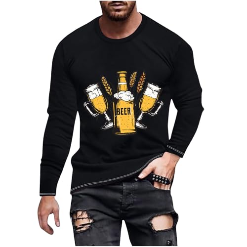 Muscularfit Sweatshirts for Men Graphic Long Sleeve Beer Print Casual Shirts Lightweight Workout Gym Pullover Outdoor Fashion