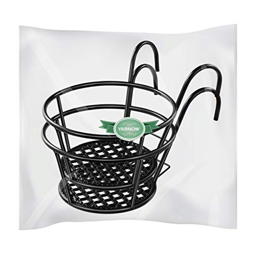 YARNOW 2pcs Hanging Railing Planter Iron Art Hanging Baskets Flower Pot Holder Plant Holder Over The Rail Metal Fence Planters for Patio Balcony Porch Fence - Image 5