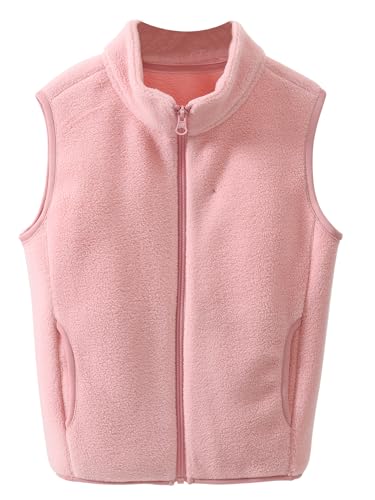 Happy Cherry - Niña Chalecos Forro Polar Sólido Niño Chaleco de Vellón Polar Invierno Niños Niñas Chaqueta sin Mangas Cálido Infantil Fleece-Weste - 120-130 cm - Rosa