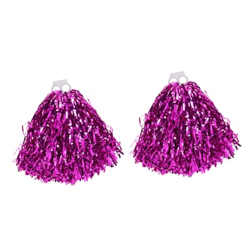 BUGUUYO Poms de Animadora de Plástico Ligero con Anillo Suave para Adultos Kit de Porristas Rojo y Plateado para Eventos Deportivos y Competiciones Escolares