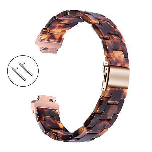 Image of Wongeto Compatible with Fitbit Inspire 2 & Inspire /Inspire HR Bands for Women Girls, Resin Strap with Stainless Steel Buckle Replacement Bands for Fitbit Inspire accssorises (Rose Gold+Tortoise)