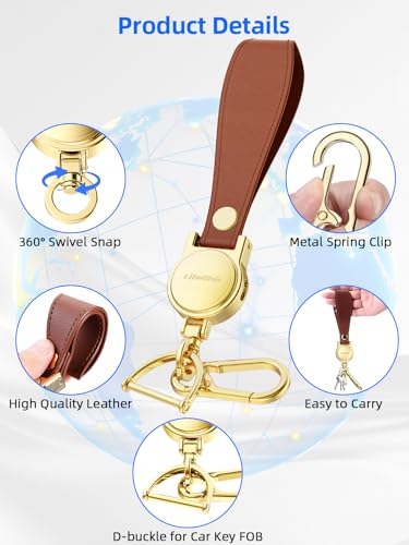 Image of Keychain, Works with Apple Find My, Leather Car Keychain Key Holder Key Chain with Anti-Lost Keys Finder Tracker
