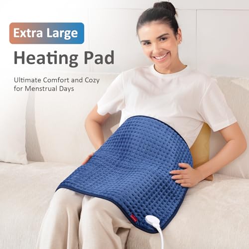 Image of Comfytemp Ultra-Wide Heating Pad for Back & Cramps, Mothers Day & Birthday Gifts for Women Mom, Electric Heat Pad for Neck & Shoulder, Auto Shut Off, Machine Washable, 20x24 inch
