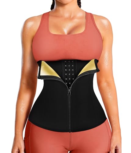 LEINIDINA Waist Trainer for Women Corset Belt Waist Cincher Faja Shapewear, Black-golden, 3X-Large
