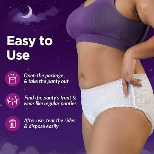 AZAH Disposable Period Panties For Women (M-L Pack of 6) | Leak Proof Disposable Panties After Delivery | 360° Coverage | Heavy Flow | Overnight Protection | Rash Free Period Panty - Image 6