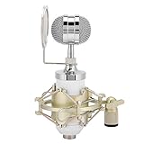 Kit de Micrófono Universal,Micrófono Condensador Karaoke con Soporte a Prueba de Golpes,Micrófono Multifuncional con Filtro Pop de Sensor de Gradiente de Presión 34,Alta Sensibilidad Micrófono