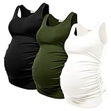 Summer Women's Maternity Tank Top Comfy Sleeveless Maternity Clothes, Medium (3 pcs)