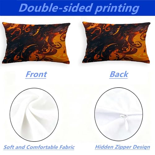 Housse de coussin velours 40x80cm orange brûlé au motif abstrait chic - 4