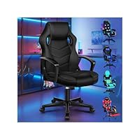 ELFORDSON Gaming Chair, Video Game Chairs, Ergonomic Computer Desk Office Chairs Racing Style, Adjustable Height & Tilt, 360° Swivel, Breathable Mesh & PU Leather, Home Office Esports,Black