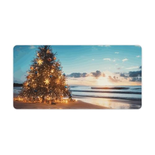 Tapis de souris de jeu pour bureau et maison décor de Noël plage