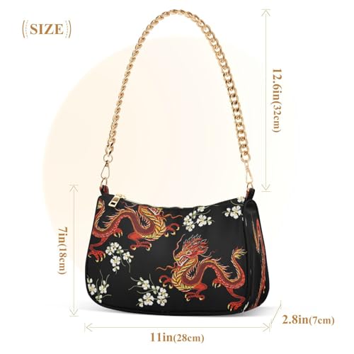 Shoulder Bags for Women Fire Water Dragon Hobo Tote Handbag Small Clutch Purse with Zipper Closure3