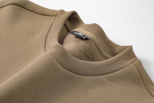 JMIERR Baumwolle Pullover Herren Freizeit Rundhals Sweatshirts Winter Langarm Hoodies Loose Fit Beige L