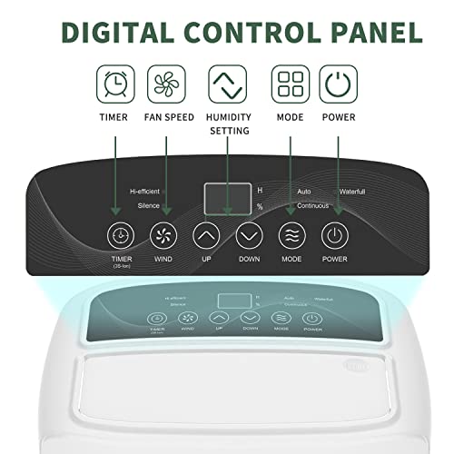 Image of Shinco 40 Pints Dehumidifier for Home and Basements, 2000 Sq.Ft Dehumidifiers with Drain Hose, Auto or Manual Drainage, Auto Defrost, Quietly Remove Moisture, Intelligent Humidity Control, 24HR Timer
