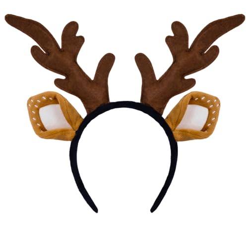 SIOTMERA Reindeer Antlers Headband, Realistic Deer Antlers Headbands Adults Halloween