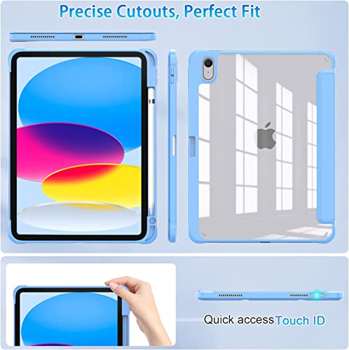 Image of ProElite Case Cover for Apple iPad (A16) 11th /10th Generation (2025 /2022), Transparent case Cover with Pencil Holder for iPad 11th /10th Gen 2025 /2022, Haze Blue