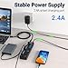 Powered USB Hub, 11-Port USB 3.0 Hub Splitter - 10 USB 3.0 Data Transfer Ports + 1 Smart Charging Port, USB Hub 3.0 Powered with Individual LED On/Off Switches and 5V/4A Power Adapter