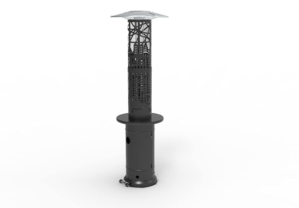 APANA Gasheizer 11,5 kW Bellamente Design New York - praktischer Gasheizstrahler für Terrasse, Garten und Balkon mit Umkippsicherung & Abschaltautomatik schwarz Pantone 7C