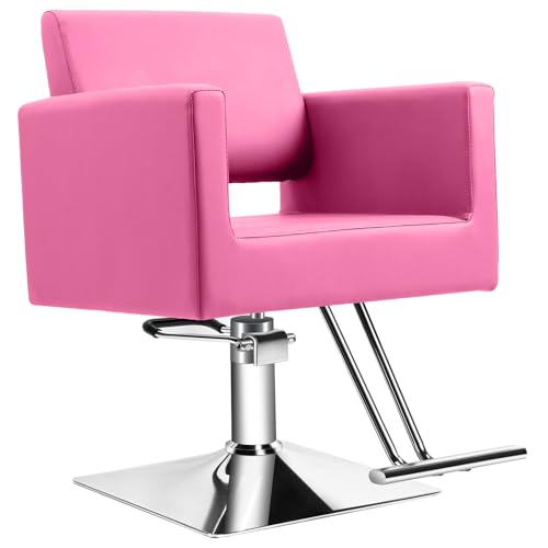 Hairdresser Barber Salon Chair Capacity 330 Lbs - with Heavy Duty Hydraulic Pump 360 Swivel Adjustable Spa Beauty Equipment Hair Stylist Women Man for Barbershop Home Hairdresser hydraulic (Pink)