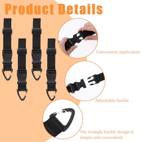 ZEYIYER 4 Pcs Extension Cord Organizer, 17.7 in Extension Cord Holders Heavy Duty, Black Adjustable Extension Cord Wrap Straps with Triangle Clips, Storage Straps for Garage, Hanging - Thumbnail 3