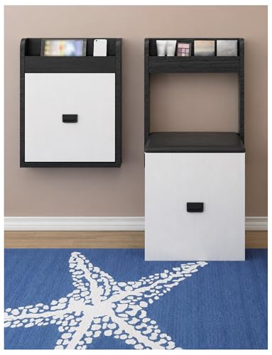 Genérico Banco Zapatero Detrás de la Puerta, Banco Abatible de 40 cm de Ancho con Fondo Plegado de 7 cm, Cojín de PU y Bandeja Superior, para Entrada, Pasillo y Armario(M)