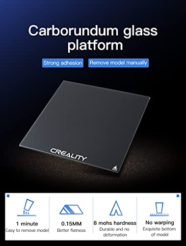 Plataforma de impressora 3D oficial Creality Ender 3, cama de vidro temperado com 4 clipes de fichár