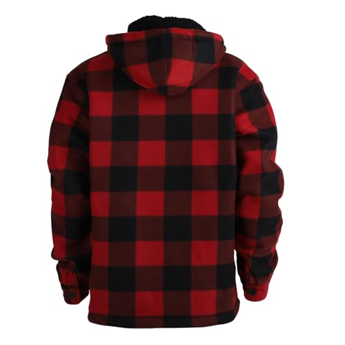 Image of Gary Com Heavy Thick Flannel Plaid Jacket Sherpa Fleece Lined Hoodies for Men Zip Up Winter Warm Coat Zipper Sweatshirt