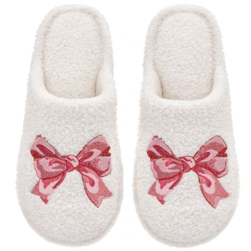 Image of HomeTop Women Slippers Bow Slip On Indoor House Shoes