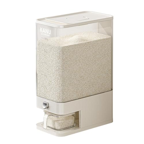 BDHD Food-Grade Rice Bin Airtight Storage Container 5kg 10kg Capacity Insect and Moisture Proof One-Touch Rice Box Compatible with Unwashed Rice Compact Kitchen Storage Freshness Retention Easy to 10 kg white