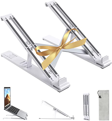 Support Ordinateur Portable, Support PC Portable à 4 Niveaux Réglables, Antidérapant en Aluminium Ajustbable Laptop Stand, Support en Aluminium Pliant pour Ordinateurs Portables Jusqu’à 8-17.3'' Cover