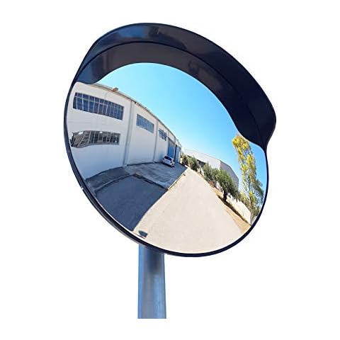 SNS SAFETY LTD Convex Traffic Safety Mirror for Driveways, Warehouses, Garages and Offices, Black (Diameter 60 cm, with Pole Bracket 60 mm) Cover