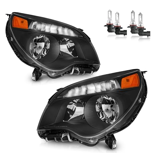 Vizotae Headlights Assembly for 2010-2015 Chevy Equinox LS/LT Halogen Headlamp Replacement High/Low Beam W/Bulbs Driver & Passenger Side